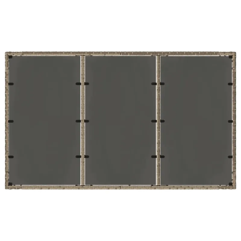 Pöytä lasipintaisella kansilla, harmaa, 150x90x75cm, rattan