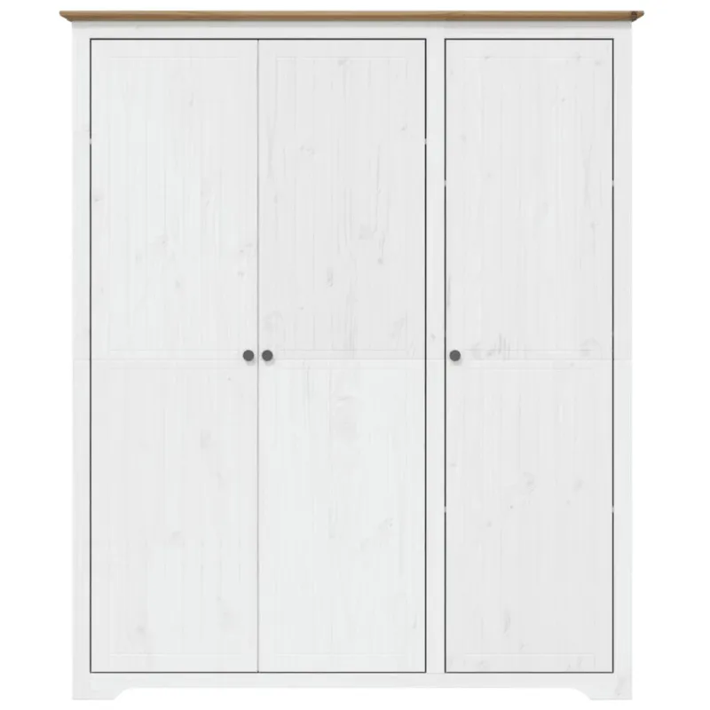 Knygų spinta BODO, balta/ruda, 146x53,5x173 cm, pušies masyvas