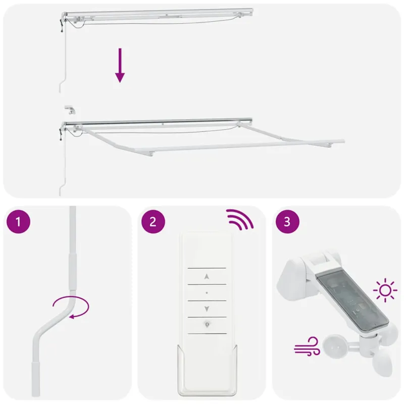 Automatinė ištraukiama markizė su LED, ruda, 300x250cm