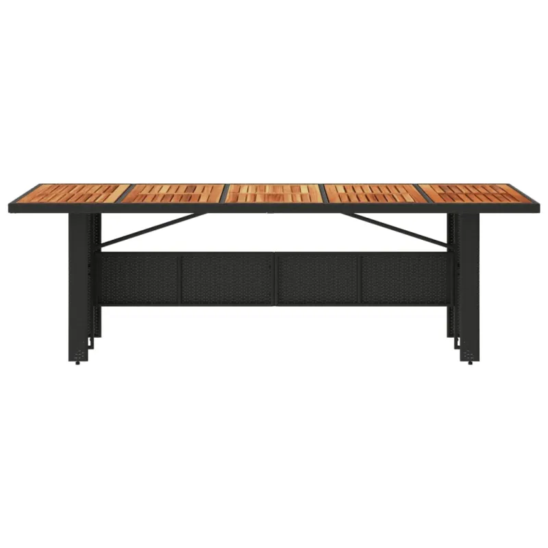 Akatsiapöytä, musta, 240x90x75 cm, polyrattana pintaan