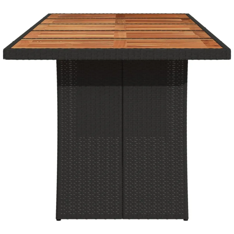 Akatsiapöytä, musta, 240x90x75 cm, polyrattana pintaan