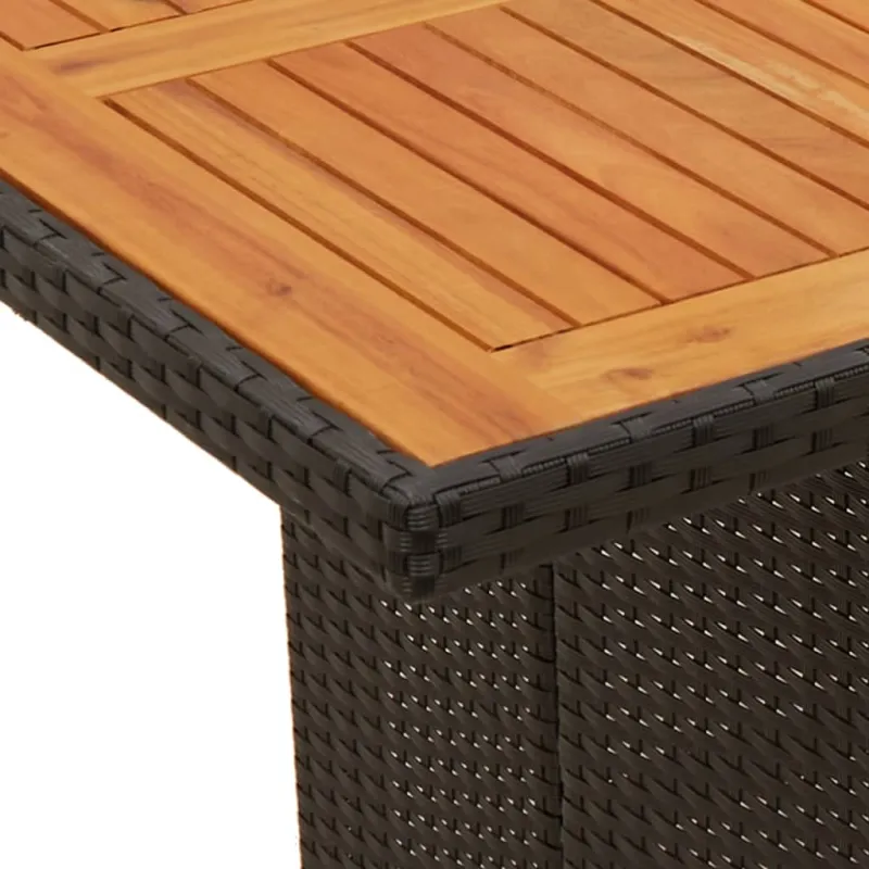 Akatsiapöytä, musta, 240x90x75 cm, polyrattana pintaan