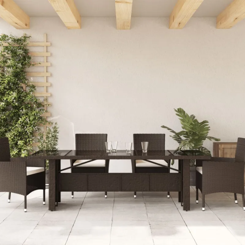Lasipintaisella pöytätasolla, ruskea, 240x90x75cm, polyratasta