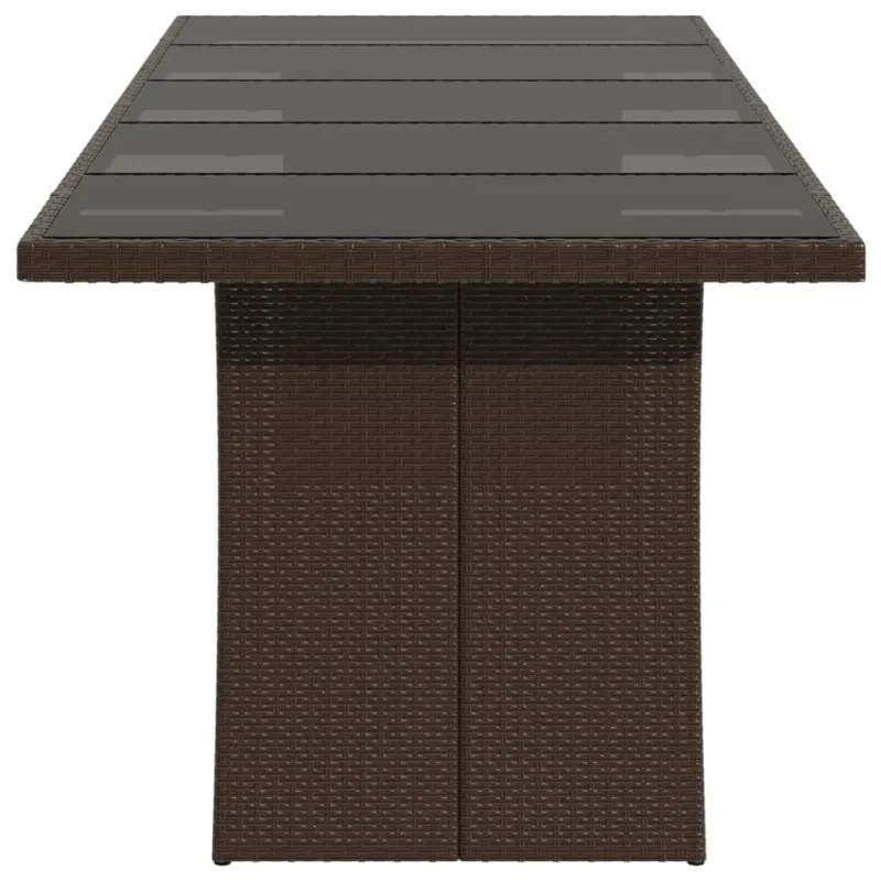Lasipintaisella pöytätasolla, ruskea, 240x90x75cm, polyratasta