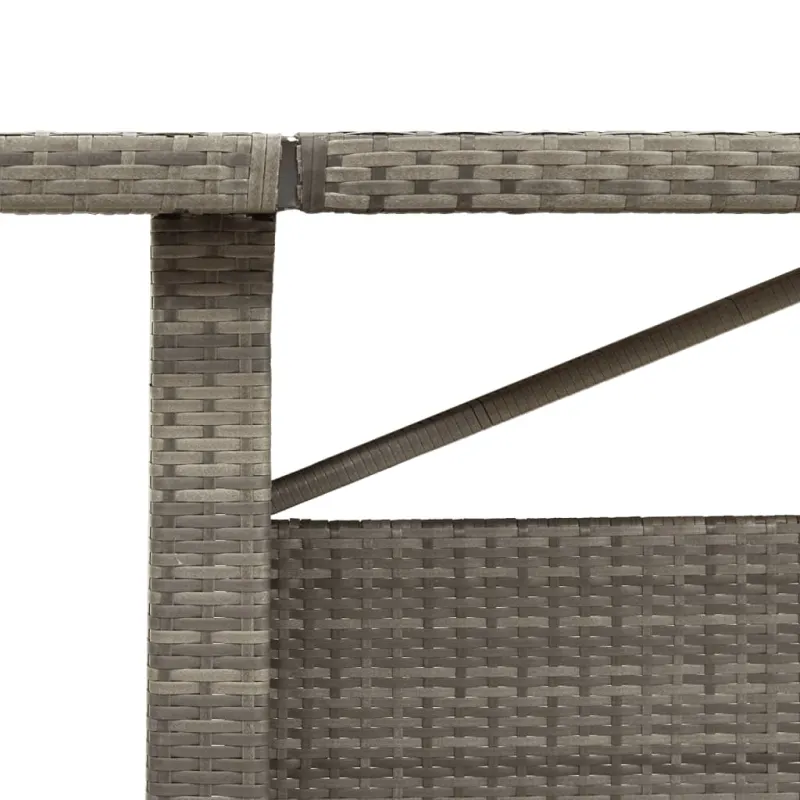 Lasipintainen pöytä, harmaa, 240x90x75 cm, polyrattana