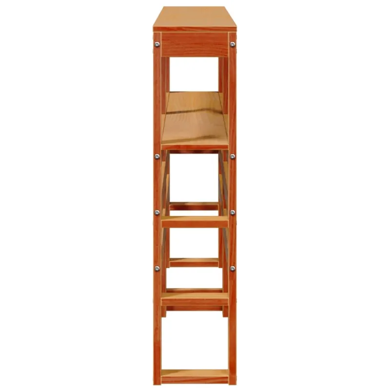 Galvūgalis su lentynomis, rudos, 120cm, pušies medienos masyvas
