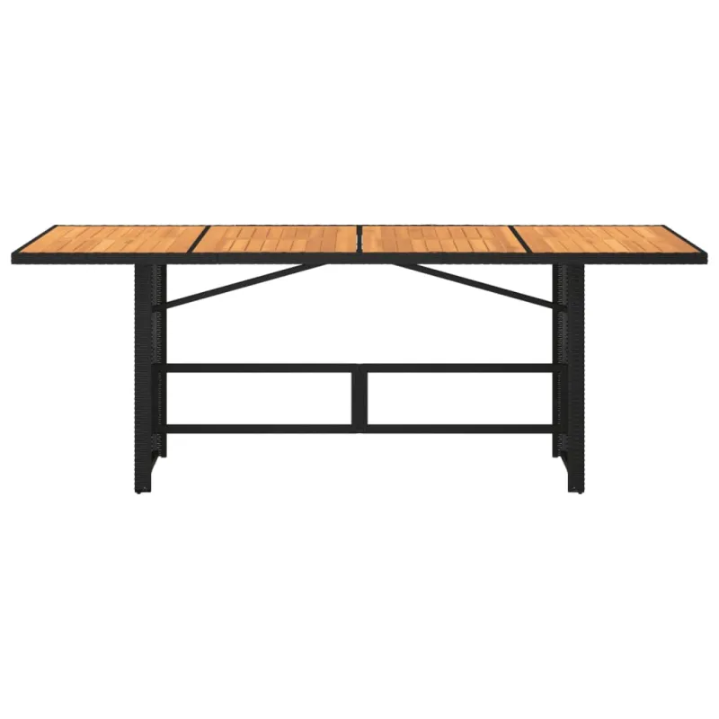 Akatsiapöytä, musta, 190x80x75 cm, polyrattana pintakäsittely