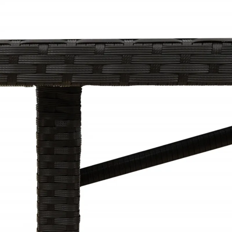 Akatsiapöytä, musta, 190x80x75 cm, polyrattana pintakäsittely