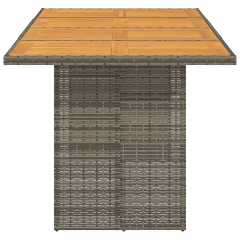 Akatsiapuuinen ruokapöytä, harmaa, 190x80x75cm, polyrattana