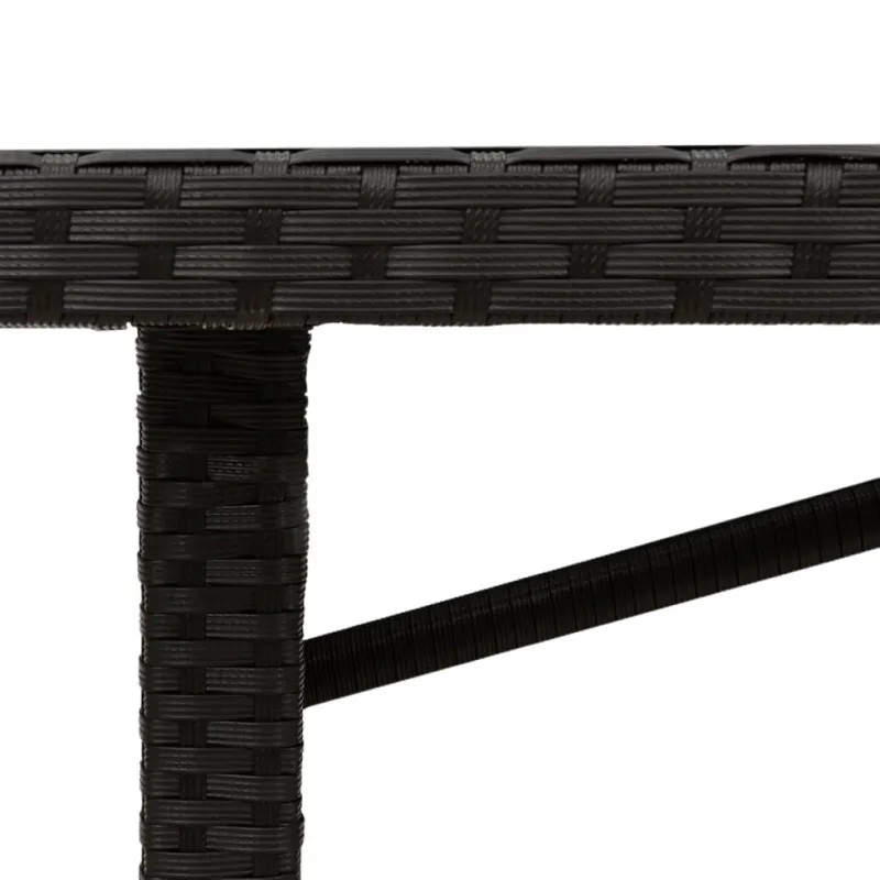Pöytä lasipintaisella pinnalla, musta, 190x80x75cm, PE-ratanoitu