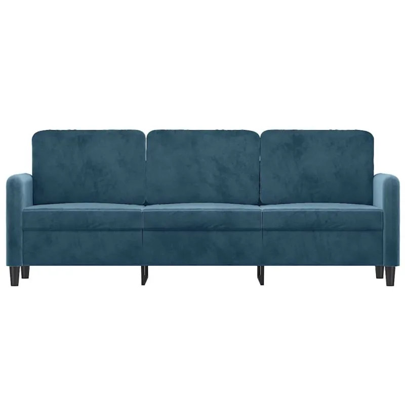 Trivietė sofa, mėlynos spalvos, 180cm, aksomas