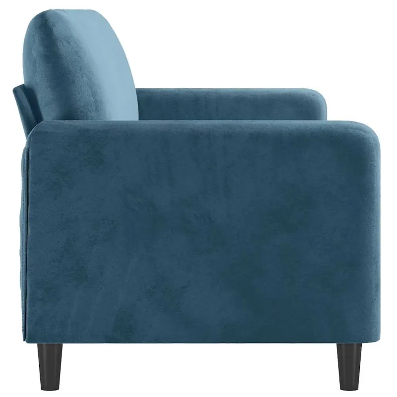 Trivietė sofa, mėlynos spalvos, 180cm, aksomas