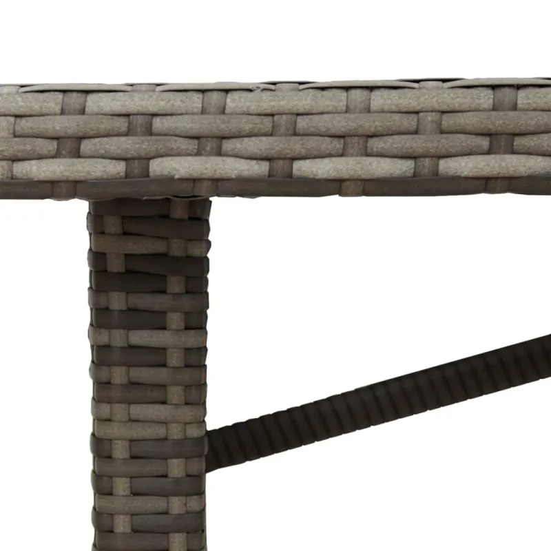 Pöytä lasipintaisella pinnalla, harmaa, 190x80x75cm, PE-rattana