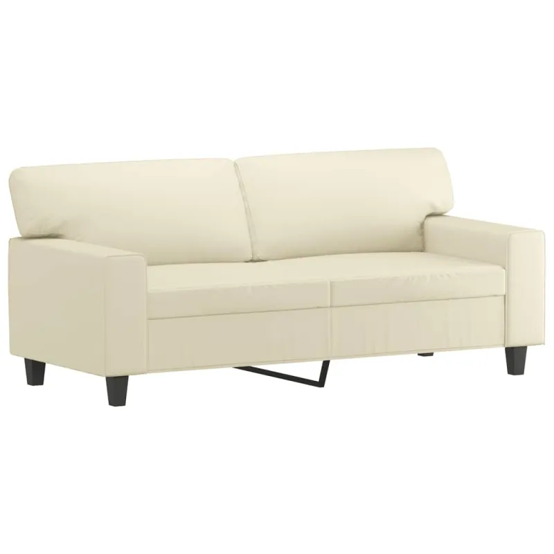 Dvivietė sofa su pagalvėlėmis, kreminė, 140cm, dirbtinė oda
