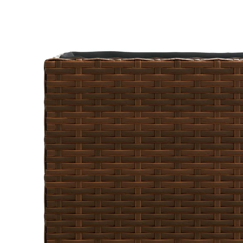 Sodo lovelis su 2 vazonais, rudas, 90x20x40cm, poliratanas