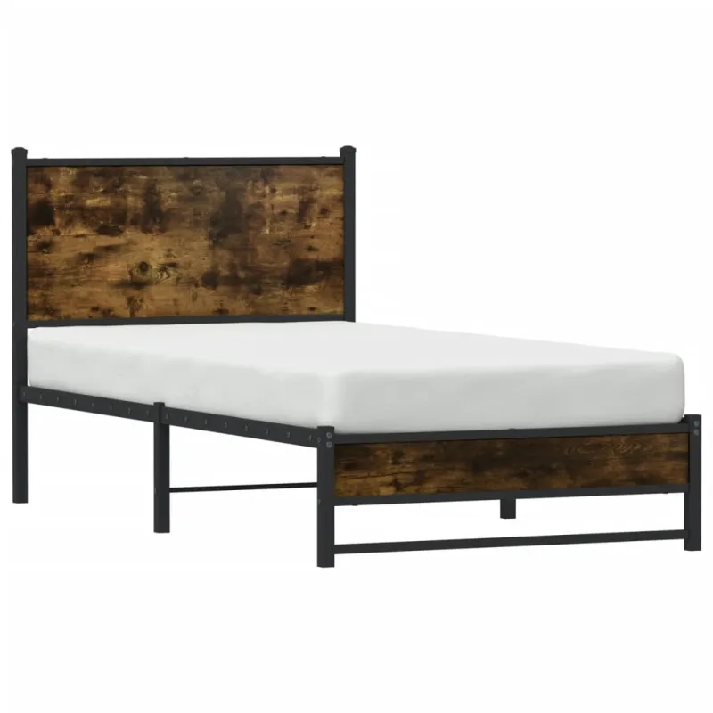 Lovos rėmas be čiužinio, dūminio ąžuolo, 90x200cm, metalas