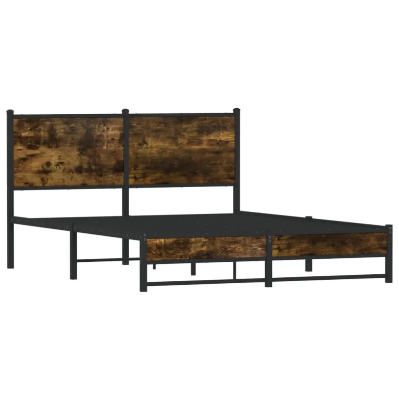 Lovos rėmas be čiužinio, dūminio ąžuolo, 137x190 cm, metalas