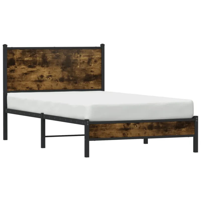 Lovos rėmas be čiužinio, dūminio ąžuolo, 107x203cm, metalas