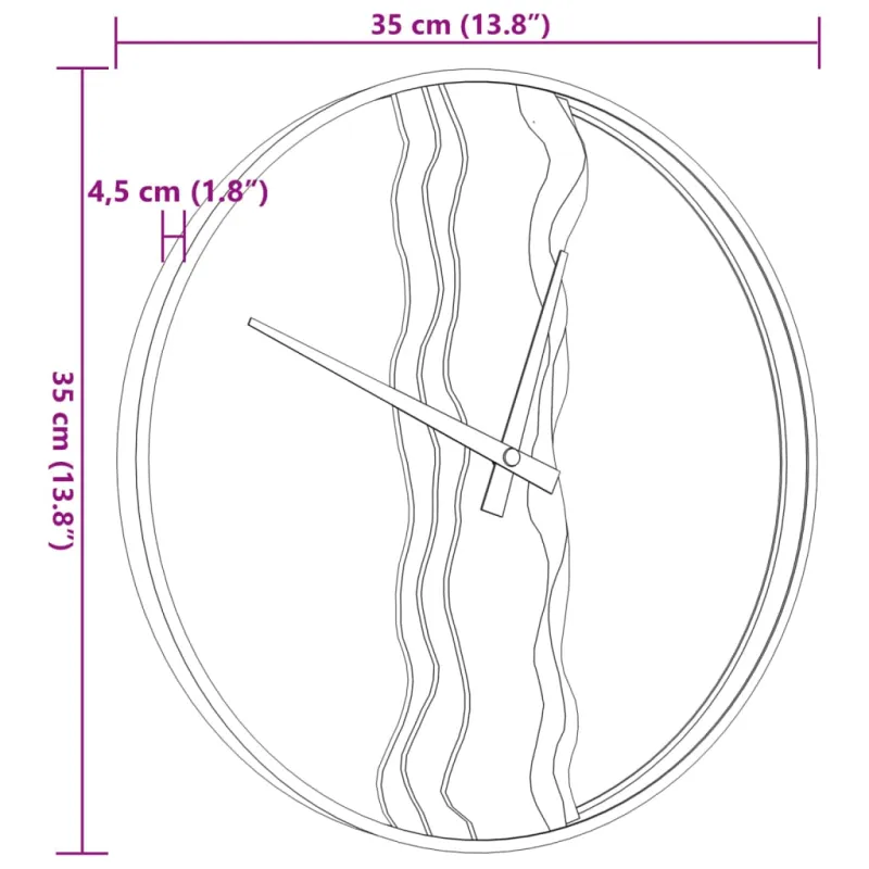 Sieninis laikrodis, rudas, Ø35cm, geležis ir ąžuolas
