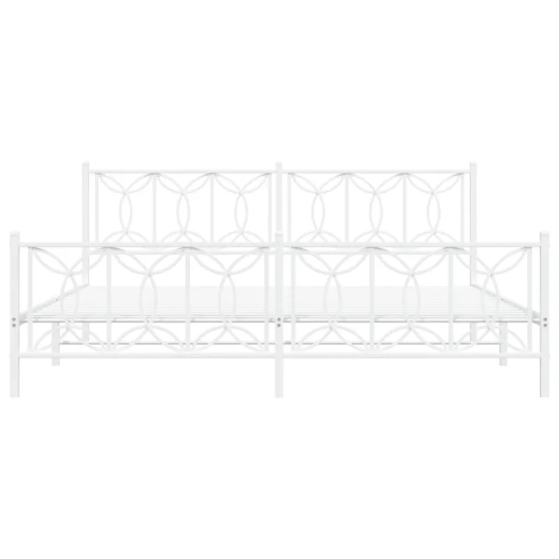 Lovos rėmas su galvūgaliu/kojūgaliu, baltas, 200x200cm, metalas