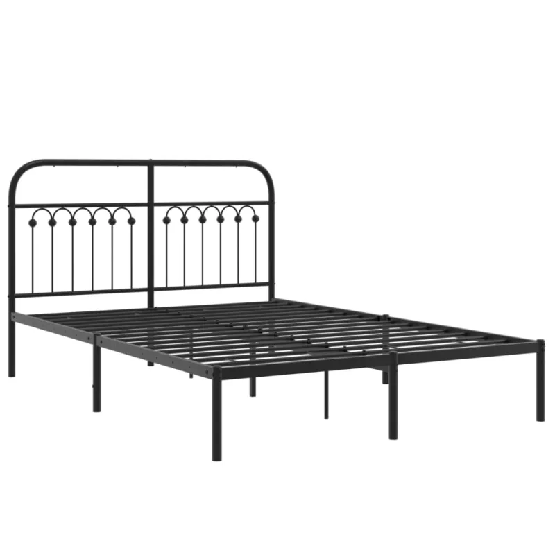 Metalinis lovos rėmas su galvūgaliu, juodos spalvos, 135x190cm