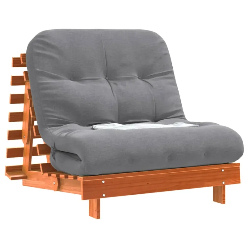 Futono sofa-lova su čiužiniu, vaško ruda, 90x206x11cm, pušis