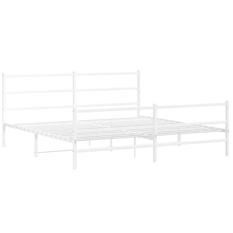 Lovos rėmas su galvūgaliu/kojūgaliu, baltas, 183x213cm, metalas