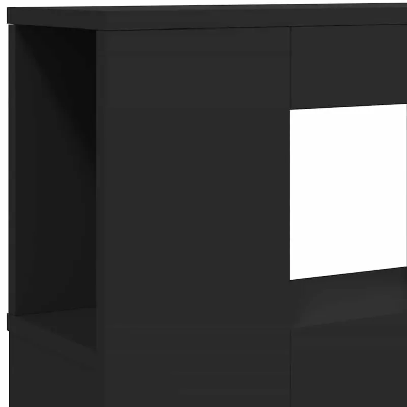 LED galvūgalis, juodas, 220x18,5x103,5cm, apdirbta mediena