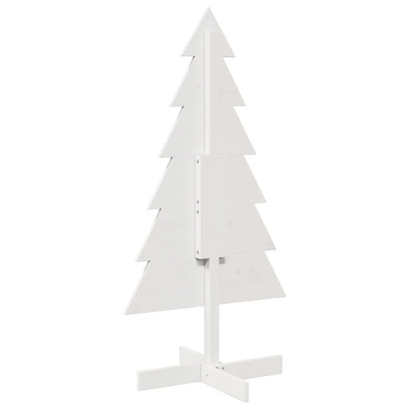 Medinė Kalėdų eglutė, balta, 120cm, pušies medienos masyvas