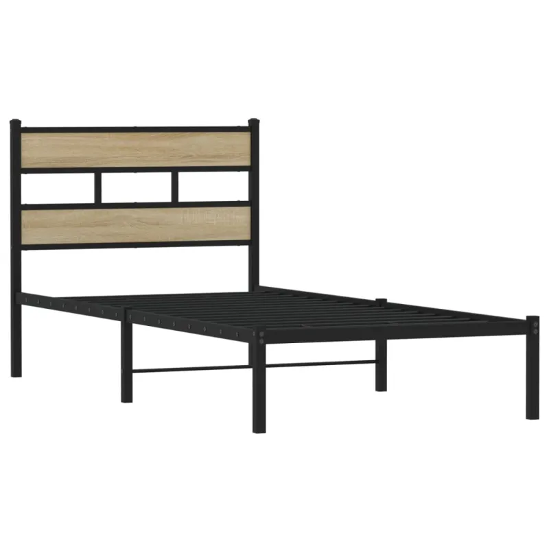 Lovos rėmas be čiužinio, sonoma ąžuolo, 75x190cm, metalas