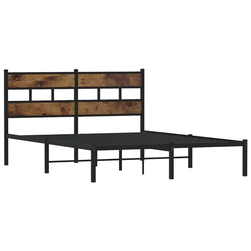 Lovos rėmas be čiužinio, dūminio ąžuolo, 135x190cm, metalas
