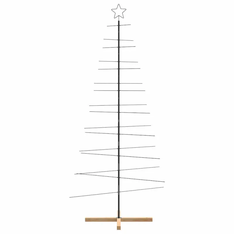 Metalinė Kalėdų eglutė su mediniu pagrindu, juoda, 210cm