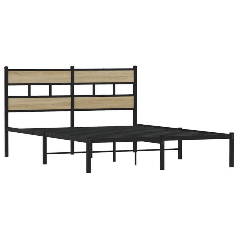 Lovos rėmas be čiužinio, sonoma ąžuolo, 135x190cm, metalas