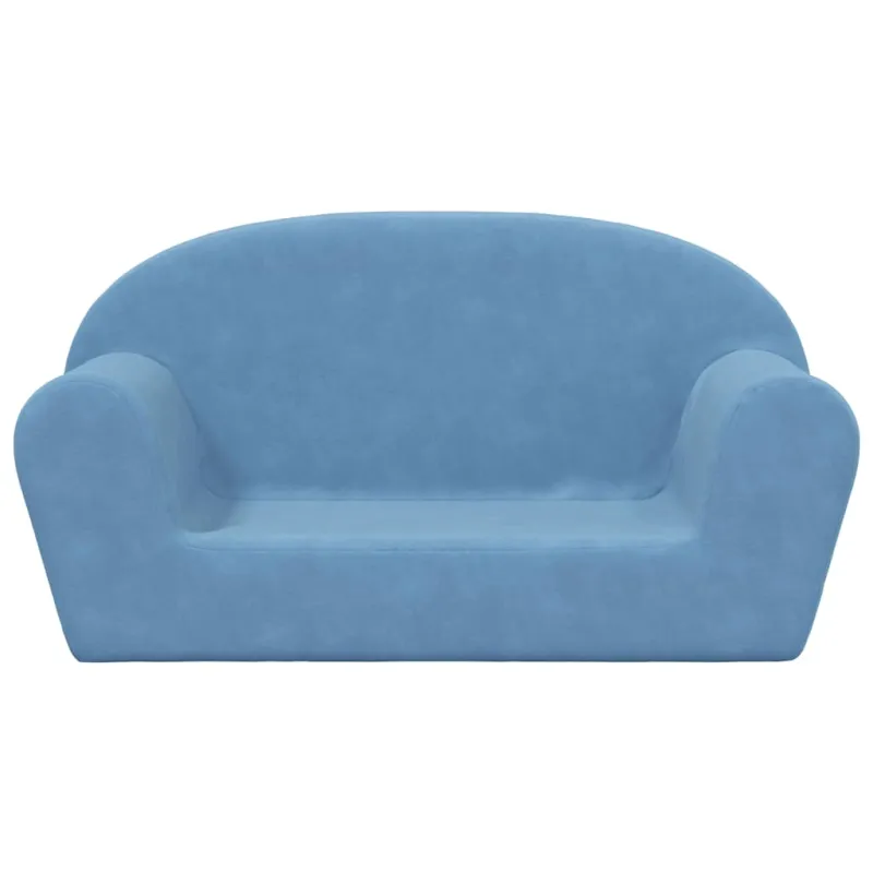 Vaikiška dvivietė sofa, mėlynos spalvos, minkštas pliušas