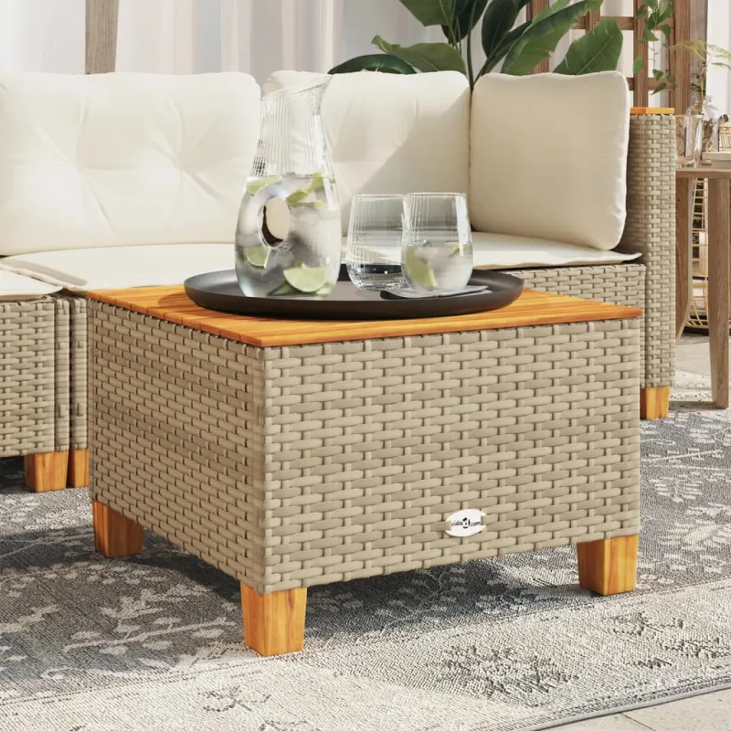 Sodo pöytätaso, hiekka, 55x55x36cm, polyrattana/akasiapuu