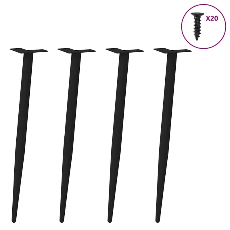Konsolinio staliuko kojelės, kūginės, 4 vnt., juodos, 72-73 cm, plienas