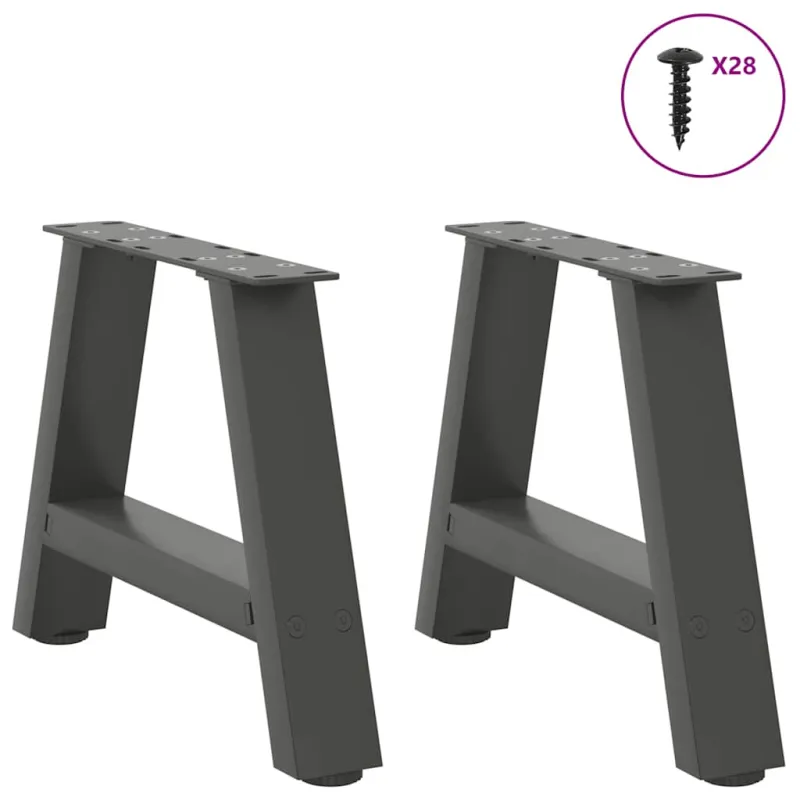 Kavos staliuko kojelės, A formos, 2 vnt., antracito spalvos, 50x(30-31) cm, plienas