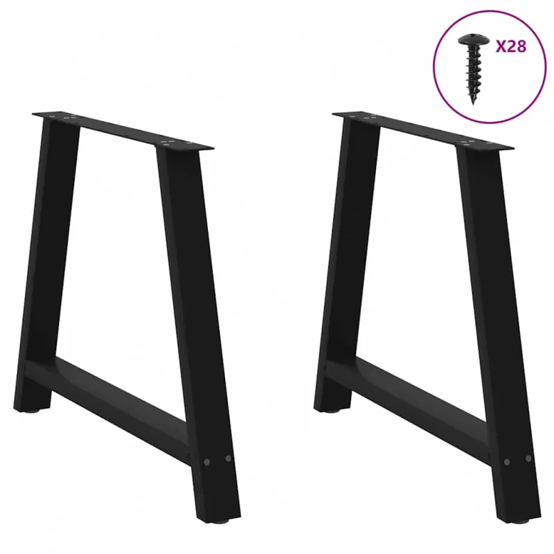 Valgomojo stalo kojelės, A formos, 2 vnt., juodos, 100x(72-73) cm, plienas