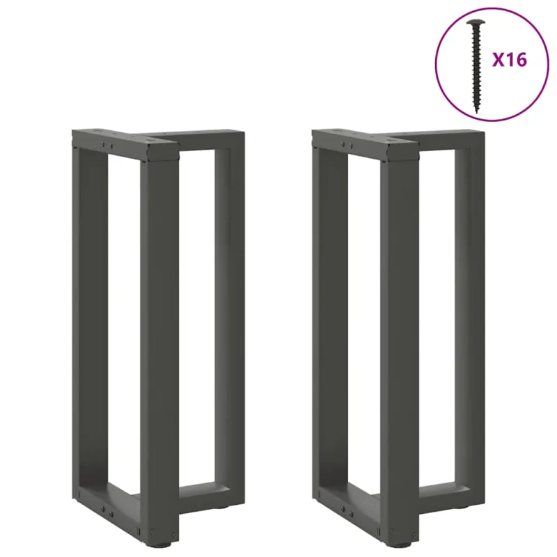 Baro stalo kojos, T formos, 2 vnt., antracito spalvos, 40x35x(90-91) cm, plienas