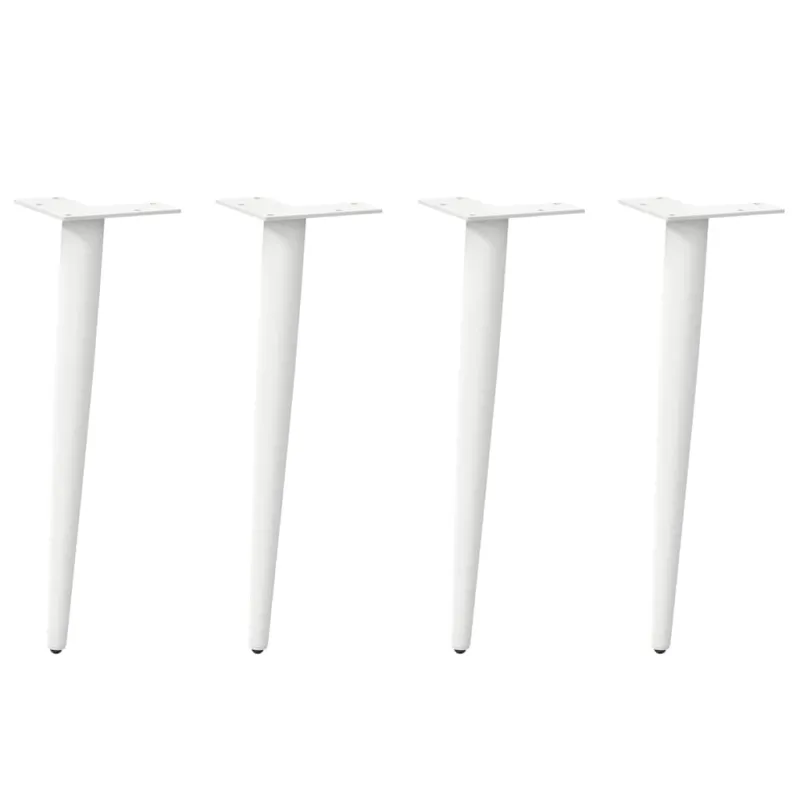 Kavos staliuko kojelės, kūginės, 4 vnt., baltos, 30-31 cm, plienas