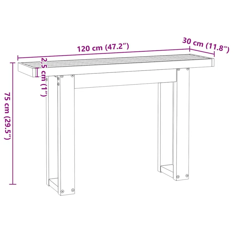 Konsolinis staliukas, NOAIN, 120x30x75cm, medienos masyvas