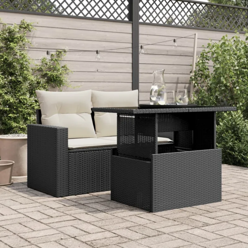 Pöytä lasipintaisella tabletopilla, musta, 100x55x73cm, PE-rattaita