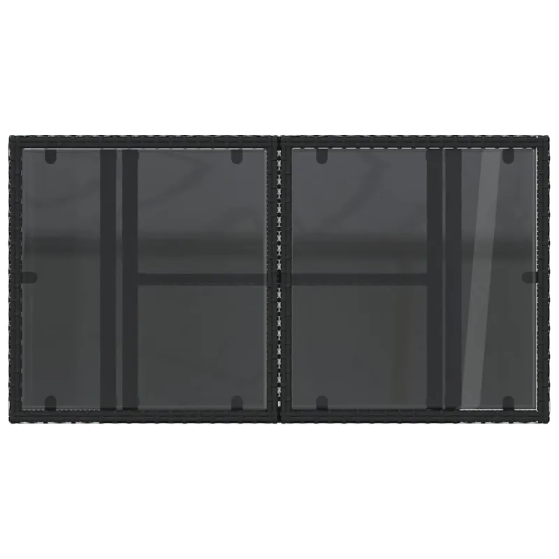 Pöytä lasipintaisella tabletopilla, musta, 100x55x73cm, PE-rattaita