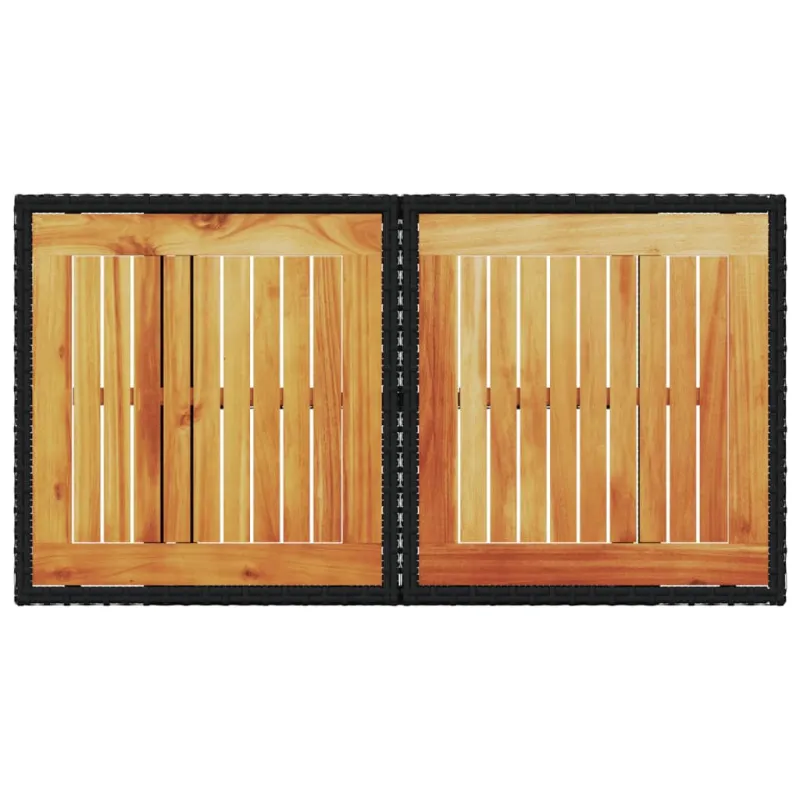 Sodo pöytä, musta, 100x55x73 cm, polyrattana/akasiapuu
