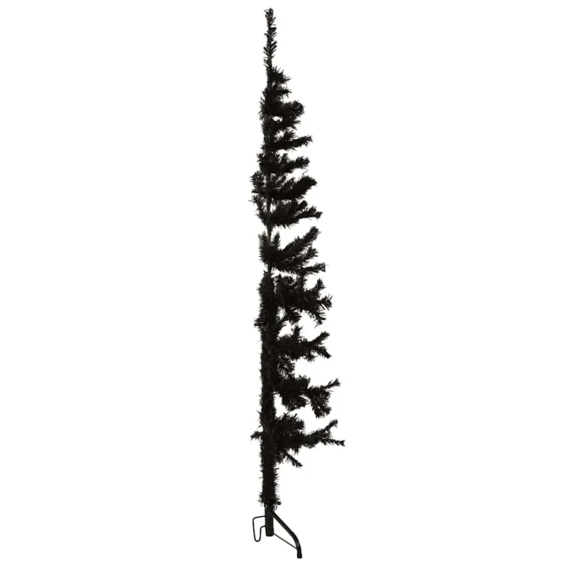 Siaura dirbtinė pusinė Kalėdų eglutė su stovu, juoda, 120cm