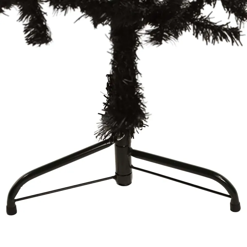 Siaura dirbtinė pusinė Kalėdų eglutė su stovu, juoda, 120cm