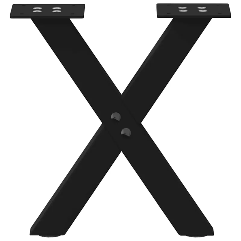 Kavos staliuko kojelės, X formos, 2 vnt., juodos, 37x(30-31) cm, plienas