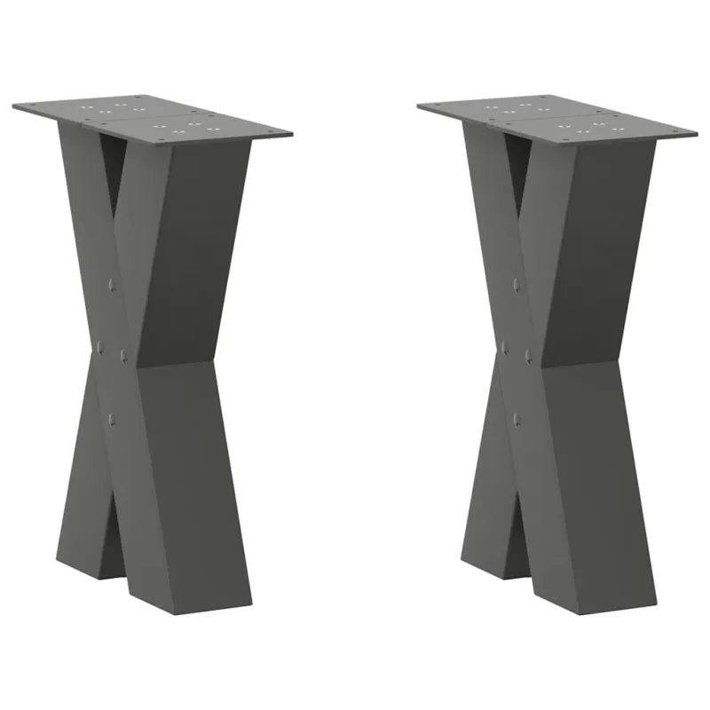 Kavos staliuko kojelės, 2 vnt., antracito spalvos, 38x(42-43) cm, plienas