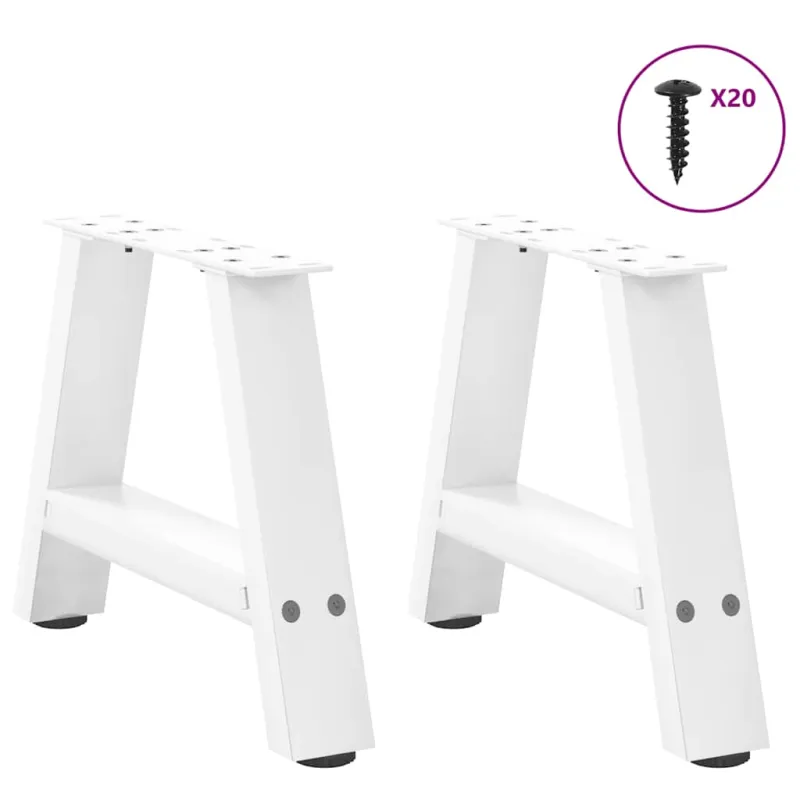 Kavos staliuko kojelės, A formos, 2 vnt., baltos, 40x(30-31) cm, plienas