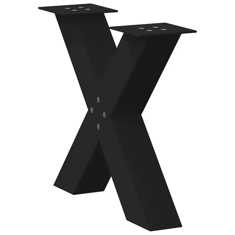 Kavos staliuko kojelės, X formos, 2 vnt., juodos, 50x(42-43) cm, plienas